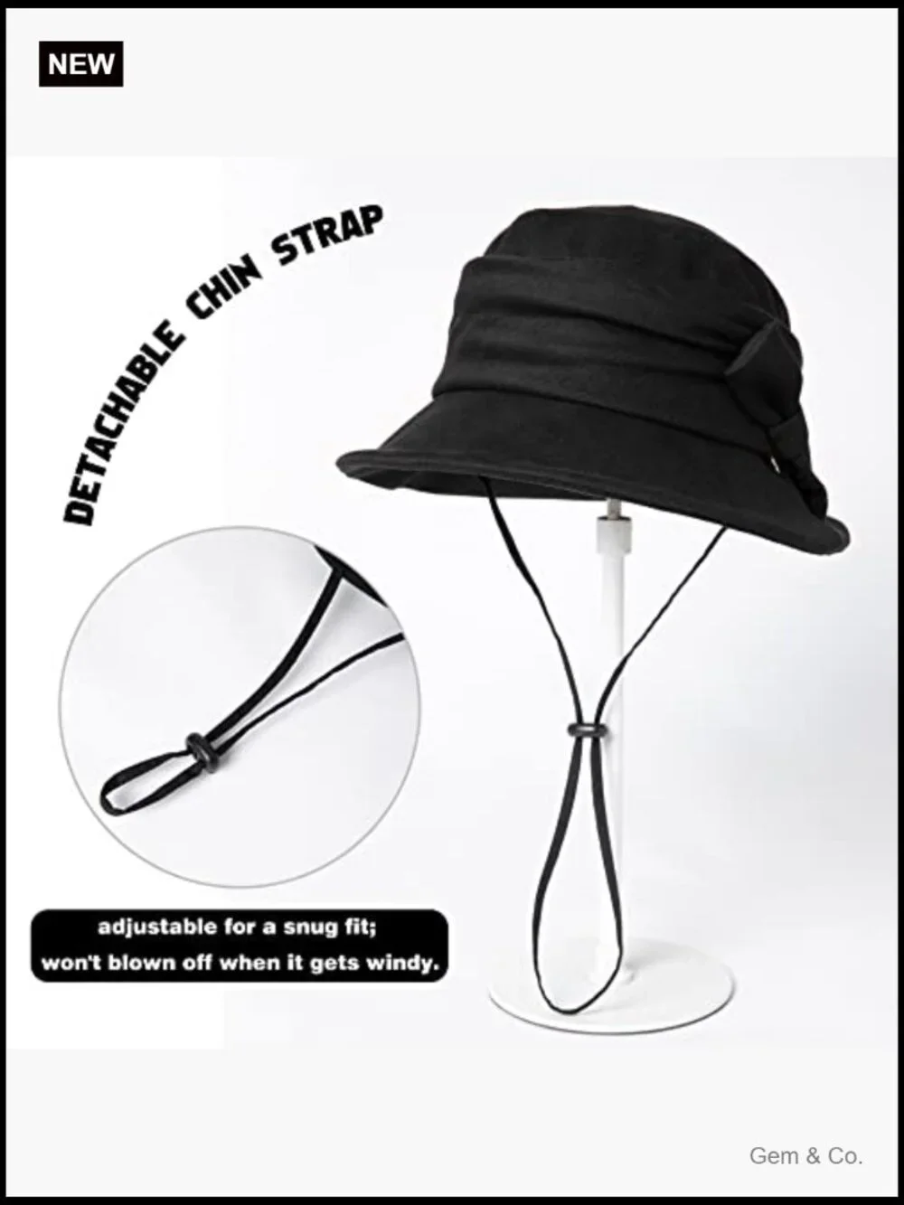 1920s Vintage Cloche Bucket Hat Wired Brim Packable Winter Party